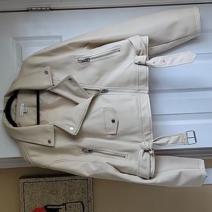 Topshop Cream Biker Jacket